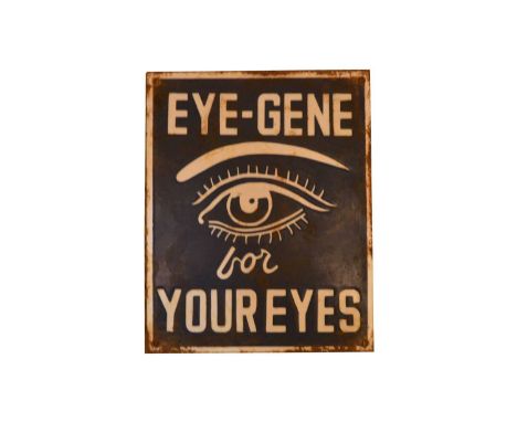 Eye-Gene enamel advertising sign, inscribed 'for Your Eyes', 20 x 26cms.