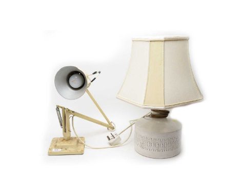 An anglepoise desk lamp, in cream; together with an Italian Studio Pottery table lamp. (2)