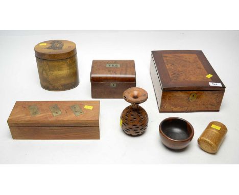 A selection of early 20th Century and later boxes, including: graduated set of Japanese tea caddies, with tiger motif decorat