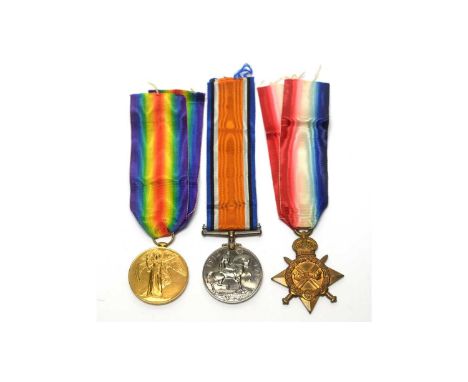 A group of three first world war general service medals, awarded to M.12827 S.E. North, WTR.3. Royal Navy, comprising 1914-15
