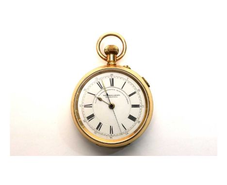 Please note description amended: A gilt metal cased open faced pocket watch, by Fattorini &amp; Sons, Bradford, with white en