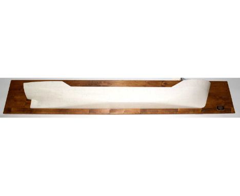 A Ship Builder's half block model of the Ballygarvey, hull carved from laminated pine, painted white with technical manuscrip