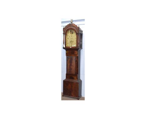 Thomas Armstrong, Poulton: a 19th Century mahogany longcase clock, the painted arabic dial with subsidiary date dial, painted