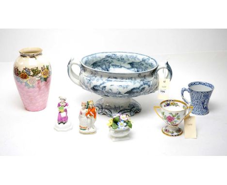 A selection of decorative ceramic wares, including: Chinese blue and white ginger jar with cover; Maling ‘Rosine’ vase; Spode