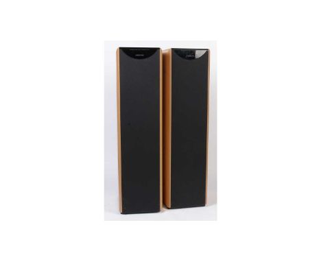A pair of Meridian DSP 5500 digital floor-standing speakers, light beech finish, 105cms x 41cms x 28cms. (2)