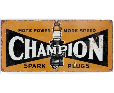 Campion Spark Plugs enamel advertising sign, More Power More Speed, 76 x 36cms.