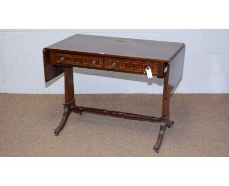 A Regency style mahogany, sofa table of typical form, 98 (152cms opened) x 61x 75cms high.