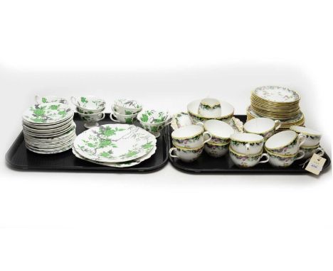 A Shelley Late Foley tea service, with floral decoration, comprising twelve tea trios, cream, sugar and sandwich plates; toge