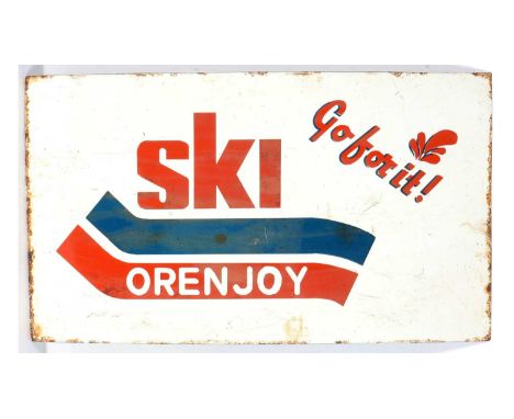 Ski Orenjoy enamel advertising sign, Go For It, 53 x 31cms.