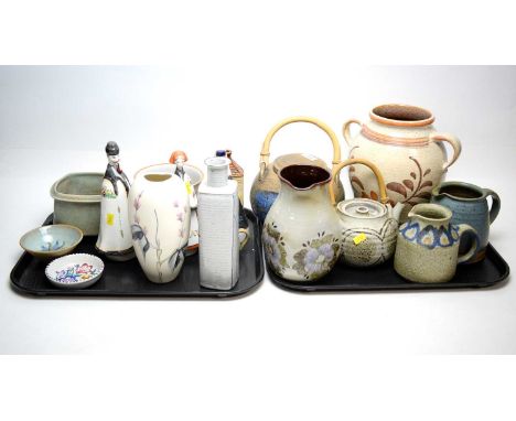 A selection of 20th Century studio pottery and other ceramics, including: studio pottery tea pot, with bentwood bamboo handle
