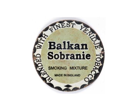 Balkan Sobranie enamel advertising sign, smoking mixture blended with finest Yenifje tobacco, circular 36cms diameter.