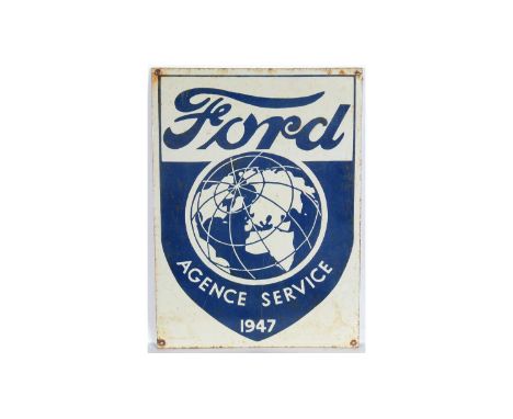 Ford enamel advertising sign, shield design inscribed 'Agence Service 1947', 41 x 56cms.