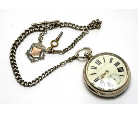A Victorian silver cased open faced pocket watch, by Israel Jacobs, Sunderland, the white enamel roman dial with subsidiary s