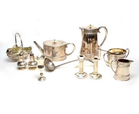 A selection of silver and silver plated wares, including: Elkington &amp; Co silver plated four piece tea and coffee service,