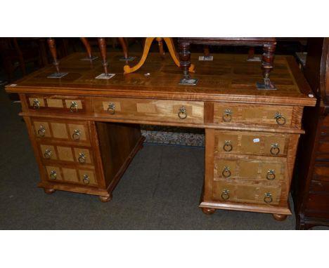 A Flagstone Collection oak pedestal desk by Barker & Stonehouse 