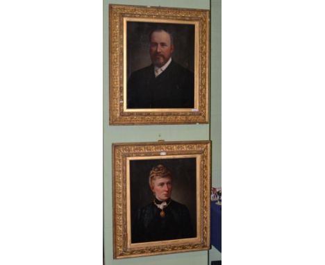 19th century school, a portrait of Samuel John Merrick J.P. (1845-1919), oil on canvas together with a portrait of his wife E