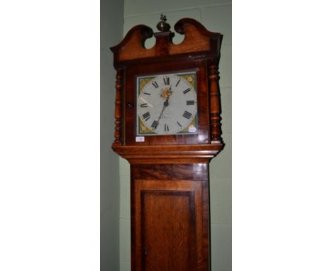 An oak and mahogany thirty hour longcase clock 