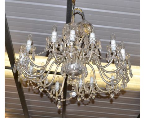 A Period style sixteen light lustre drop chandelier 