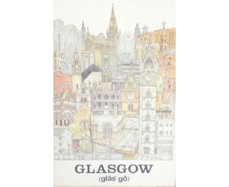 RICHARD DEMARCOEdinburgh Old Town and Edinburgh New Town, pair of prints both with a key to verso, 60cm x 42cm, together with