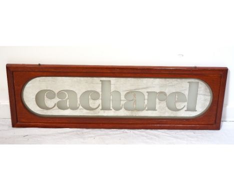 VINTAGE 'CACHAREL' ADVERTISING MIRRORcirca 1960s, in mahogany frame, 103cm x 32.5cm 