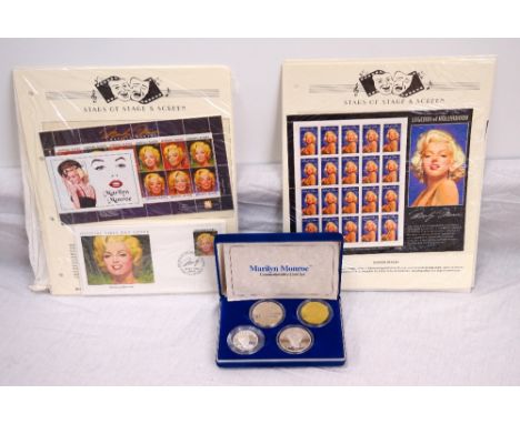 MARILYN MONROE COMMEMORATIVE COIN SETRepublic of the Marshall Islands, comprising a silver proof $50, silver proof $20, brass