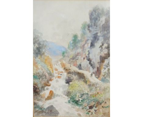 R STEWARTPass of Malfort, and companion picture, watercolours, one signed, both 28.5cm x 18.5cm (2)