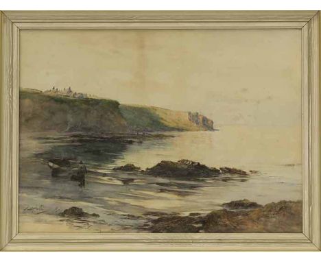 THOMAS SWIFT HUTTON (1875 - 1935),
VIEW ONTO BERWICK COAST
watercolour on paper, signed
45cm x 62cm
Framed and under glass