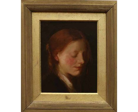 JAMES TORRANCE (SCOTTISH 1859 - 1916), 
THE DAY DREAMER 
oil on canvas, inscribed verso
25cm x 20cm 
Original gilt frame.
Pro