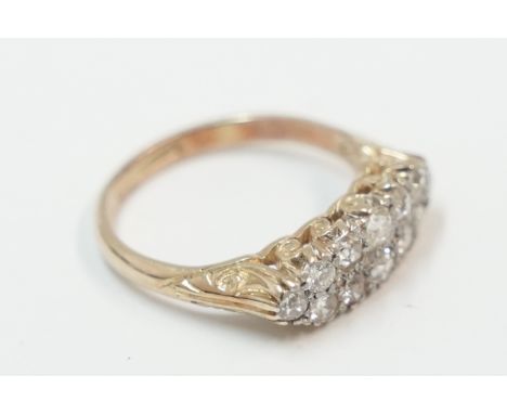 18ct yellow gold Victorian ring, set with 16 Diamonds, approx. 1.00ct total weight.Size L. Total item weight approximately 3.