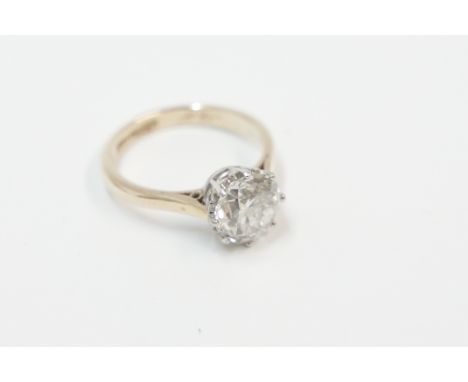 18ct yellow gold platinum set single stone Diamond ring, approx. 2.20ct. Size L.Total item weight approximately 4.28 grams.