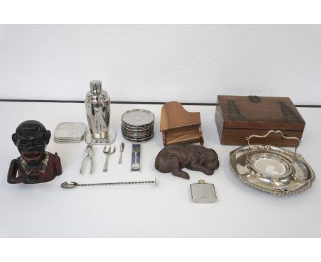 Miscellaneous collectables to include an oak box, silver plated ware, cast iron money box etc
&nbsp;
Notice from the&nbsp;the