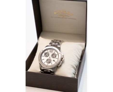 Rotary (R & Co) mens quartz chronograph watch on silver stainless steel bracelet RGB00001/42/55 in original box with leaflet 