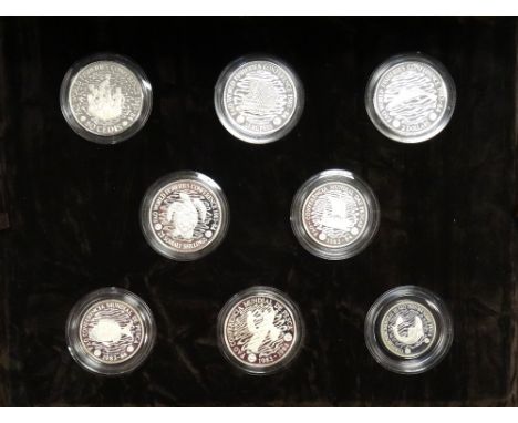 ROYAL MINT WORLD FISHERIES COLLECTION OF SILVER PROOF COINSeight coins, with leaflet and fitted presentation case   