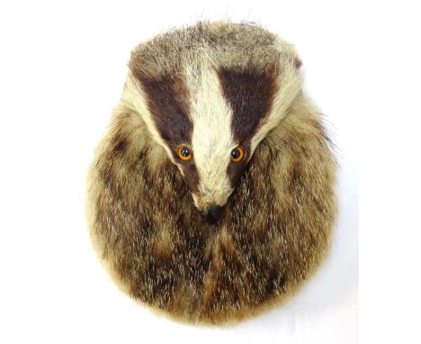 VINTAGE BADGER HEAD SPORRANmounted on leather, 24cm high, with leather strap