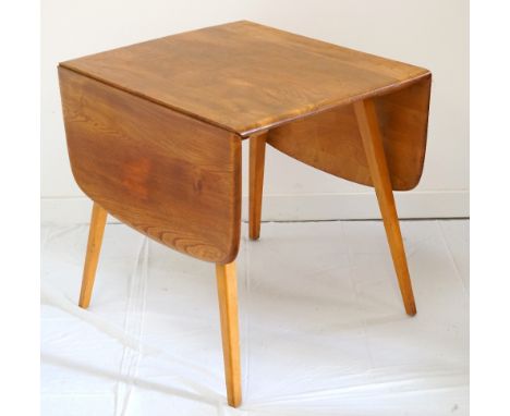 RETRO 'ERCOL' DROP-LEAF DINING TABLE137cm long (extended) x 75cm wide, raised on long tapering legs