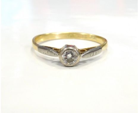 DIAMOND SOLITAIRE RINGon eighteen carat gold shank, the round cut diamond approximately 0.15cts, ring size N