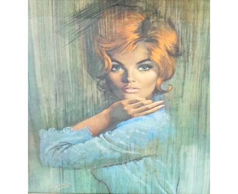 AFTER LOUIS SHABNER1960s female portrait colour print, 58cm x 48cm