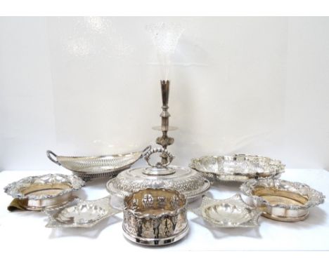 VICTORIAN SILVER PLATED CHAFING DISHwith a removable beaded handle and a repousse decorated lid, removable liner and the base