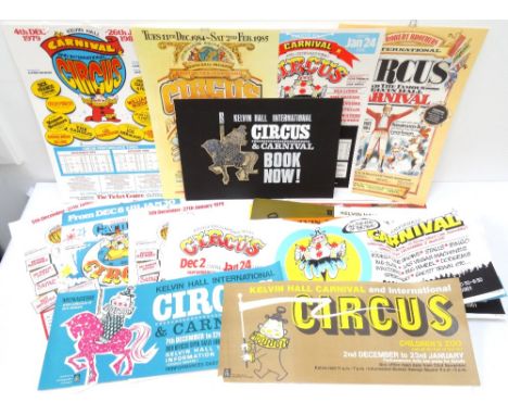 SELECTION OF CIRCUS AND CARNIVAL POSTERSall in colour advertising upcoming events at Kelvin Hall, Glasgow, including the chil