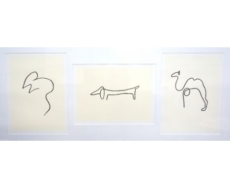 AFTER PABLO PICASSOThe Mouse, The Dog and The Camel, print, label to verso, 49.5cm x 112.5cm 