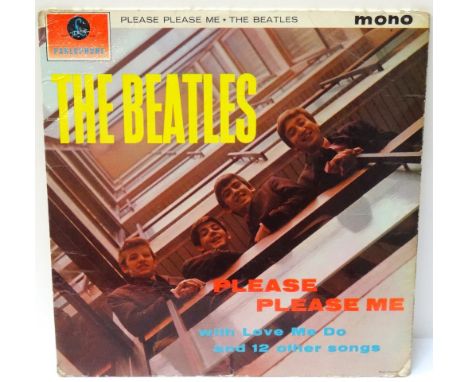 THE BEATLES 'PLEASE PLEASE ME' 1963vinyl record with the large Mono print, first pressing 'Black & Gold' labels with Dick Jam
