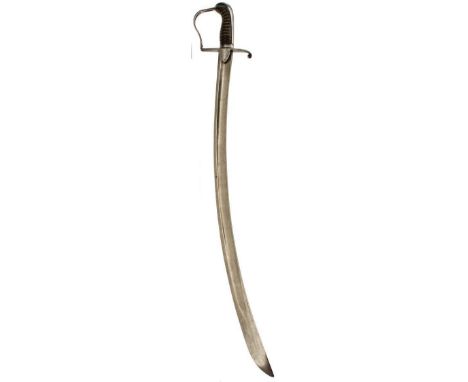 A 1796 PATTERN LIGHT CAVALRY OFFICER'S SWORD, 83.5cm curved blade etched Thos Gills Warranted Never to Fail, regulation steel