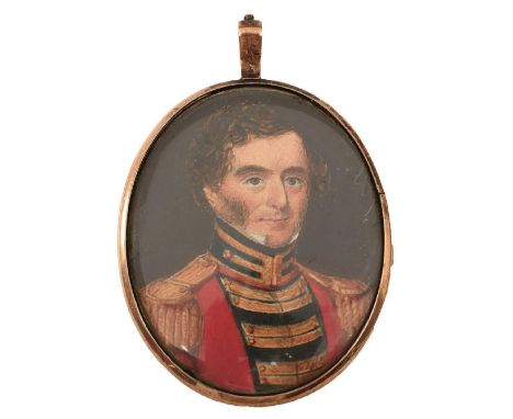 ENGLISH SCHOOL (19TH CENTURY), miniature portrait of Sir Ralph Abercromby in military attire, watercolour on paper, 6.2 x 5cm