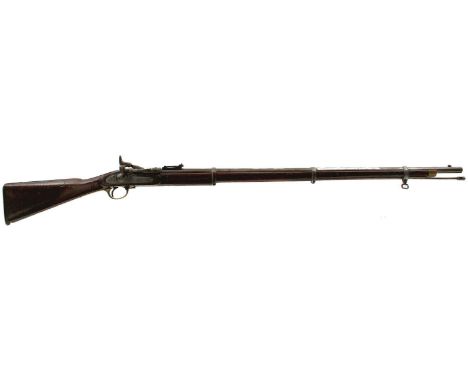 A .577 OBSOLETE CALIBRE THREE-BAND SNIDER ENFIELD RIFLE, 36.5inch sighted barrel fitted with ramp and ladder rear sights, the
