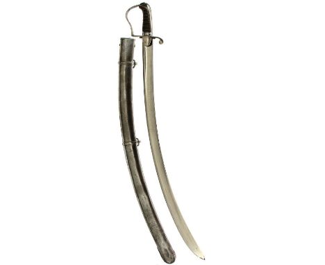 A 1796 PATTERN LIGHT CAVALRY OFFICER'S SABRE, 82.5cm curved blade lightly etched with foliage, the Royal arms, Britannia, cro