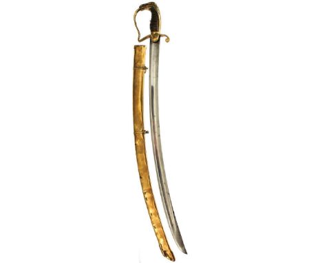 A SCARCE 7TH DRAGOON GUARDS (THE PRINCESS ROYAL'S) TRUMPETER'S SABRE, 72.5cm curved blade, regulation brass stirrup hilt, the