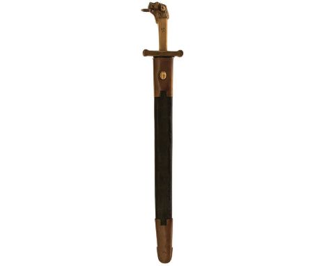 A VICTORIAN BANDSMAN'S SWORD, 49cm fullered blade, regulation brass hilt with bold lion's head pommel, chamfered brass grip s