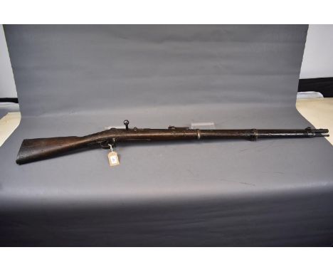 A BAVARIAN 11MM MODEL 1871/84 BOLT ACTION SERVICE RIFLE, 31.5inch sighted barrel fitted with ramp and ladder rear sights, the