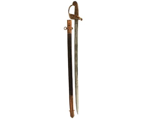 A VICTORIAN 1846 PATTERN NAVAL OFFICER'S SWORD BY GALT, 76.5cm broad slightly curved blade finely etched and polished with sc