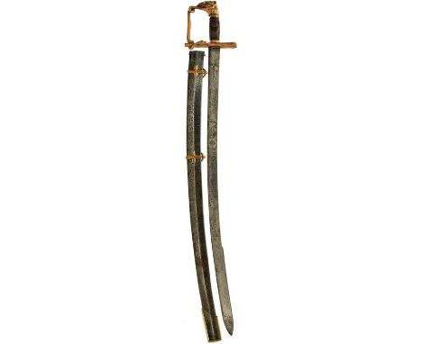 AN INTERESTING EAGLE HEAD GEORGIAN OFFICER'S SWORD, 80.5cm clipped back blade etched with scrolling foliage, crowned Royal ar